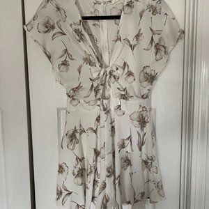 Floral -  Front Tie Romper - Size Small